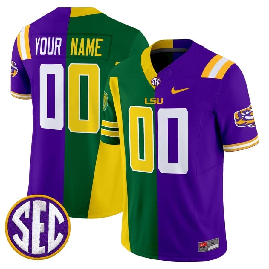 LSUTigersandSoutheasternLouisianaLionsSplitCustomJerseyStitched