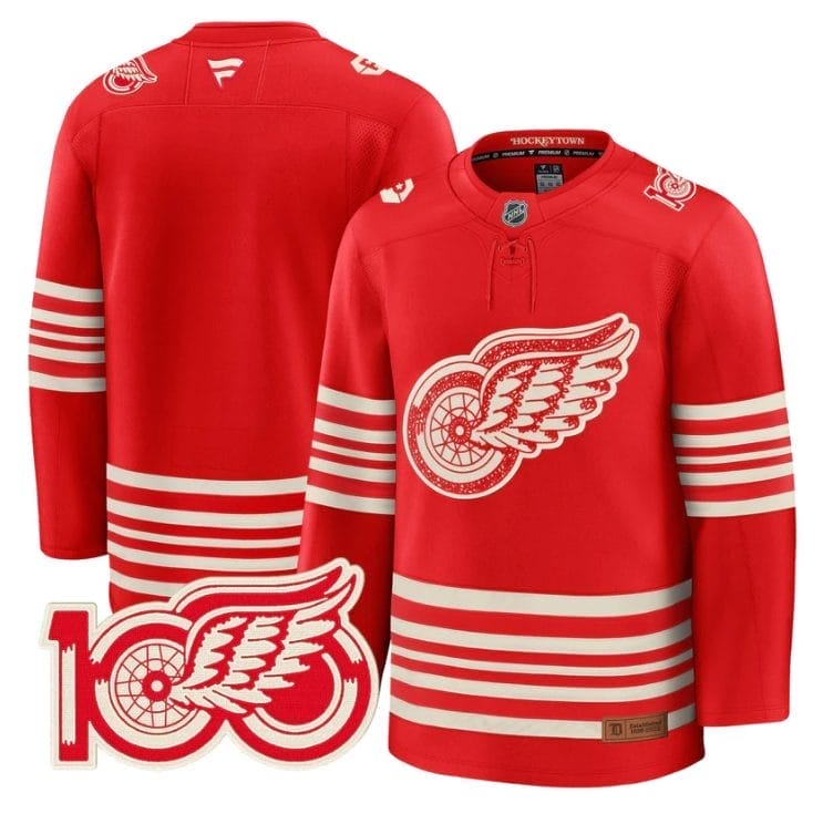 TeamJerseyDetroitRedWingsCentennialSeasonPremiumAllStitched